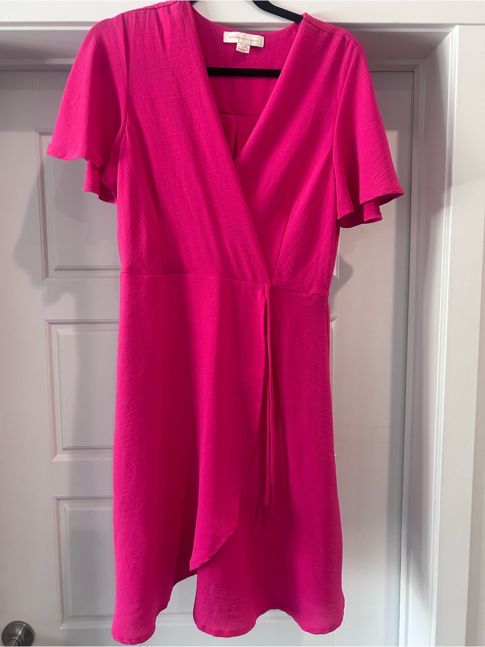 Monteau Fuchsia Asymmetrical Wrap Dress